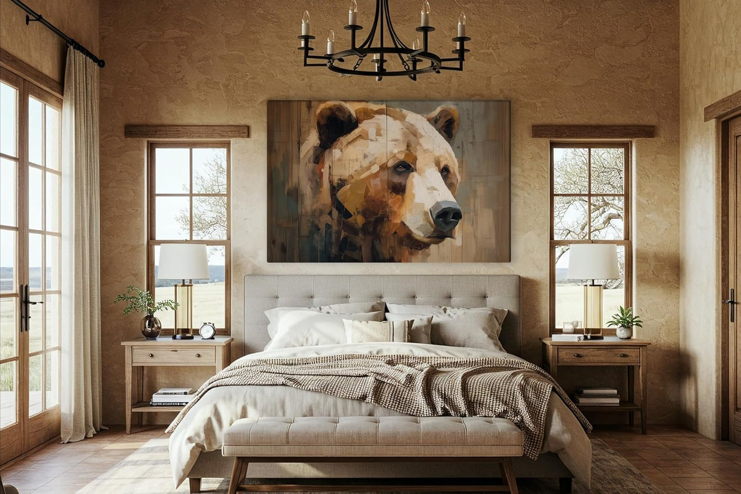 Wildlife Canvas Prints - Wild Animals Home Decor - Medium, Large, and Extra Large Wall Art for Living Room, Bathroom, Kitchen (Brushstroke Bear, 47L" x 71W")