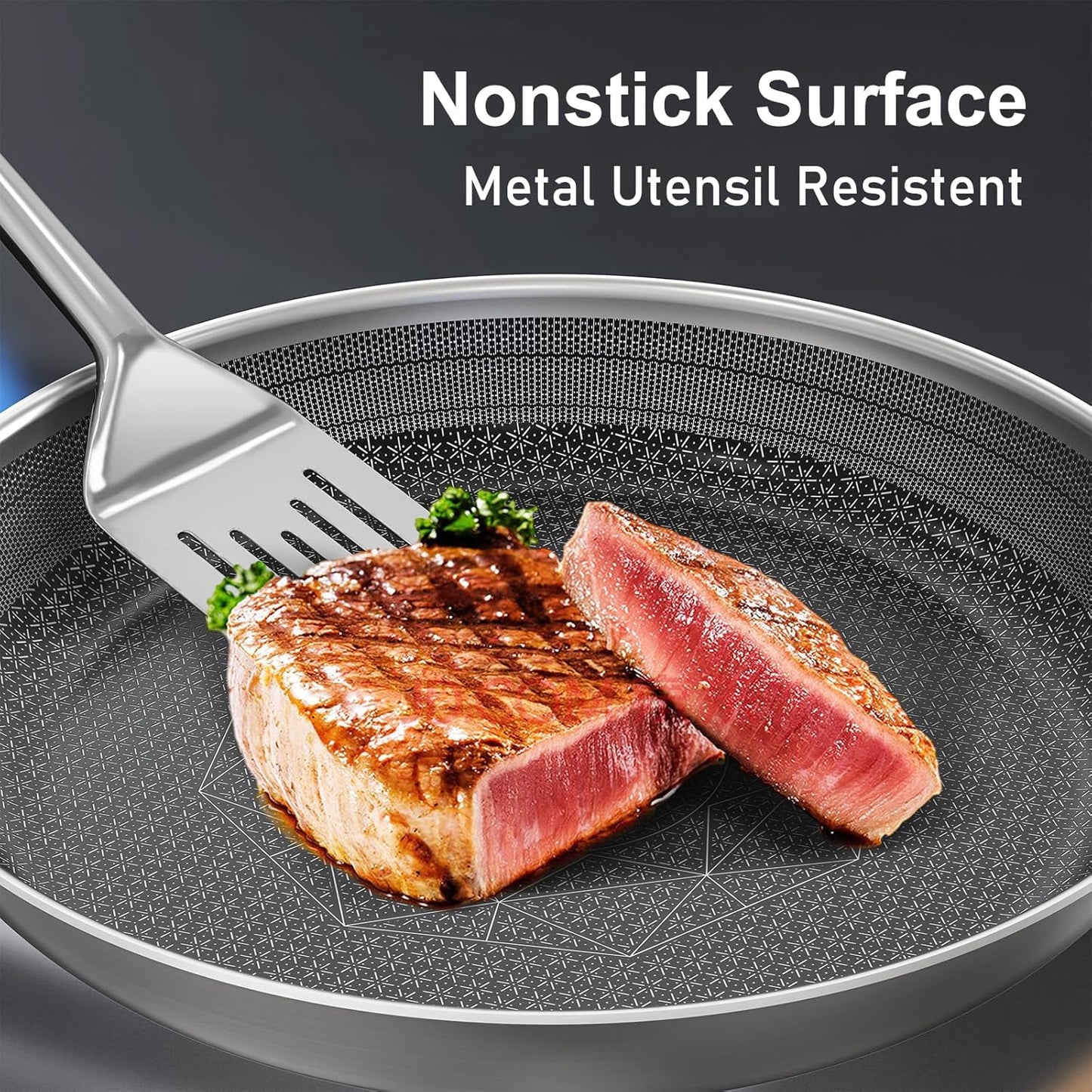 COOKER KING Stainless Steel Cookware Set, Pots and Pans Set Non Stick, Hybrid Ceramic Cookware, Frying Pans, Saucepans & Stock Pot with Glass Lid, Non-Toxic, Oven Safe, Induction Compatible