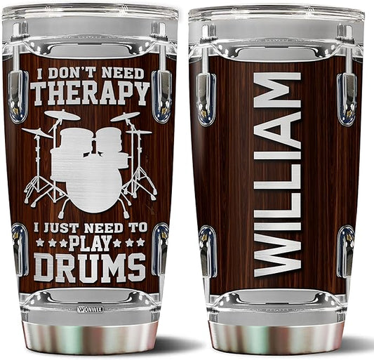 Personalized Drummer Gifts for Men Gift for Drummers Drum Players 20oz Travel Cup Coffee Mug Stainless Steel Insulated Tumbler with Lid Gift for Music Lovers