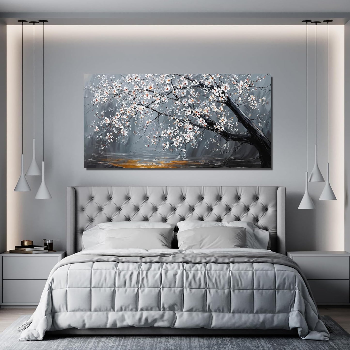 Canvas Wall Art Decor Modern Botanical Wall Art Prints Art Work For Flower Wall Decor Black And White Floral Wall Art Pictures For Living Room Bedroom Office Decor 20"X 40" Artwork For Walls