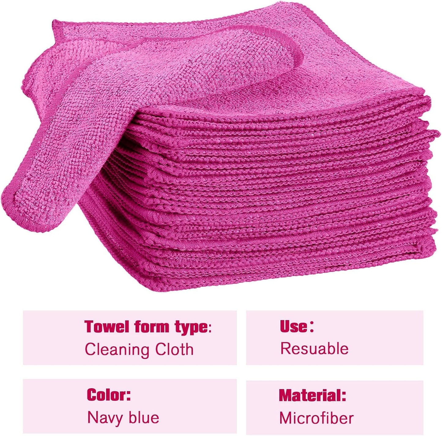 Tanlade Microfiber Cleaning Cloth 6"x6" Cleaning Rags Reasonable Kitchen Towels Microfiber Towels Cars Wash Dry Erase Cloth (Pink,30 Pcs)