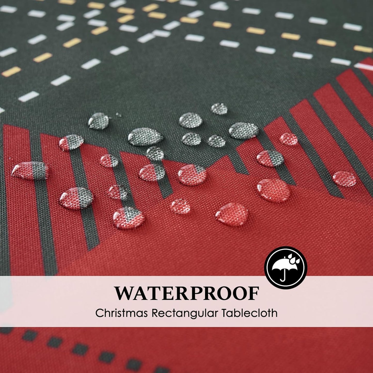 Christmas Tablecloth Rectangular 60x84 Inch Waterproof, Machine Washable Checkered Polyester Table Cover for Xmas Party, Winter Holiday Home Decoration in Festive Checkered Green 1pack