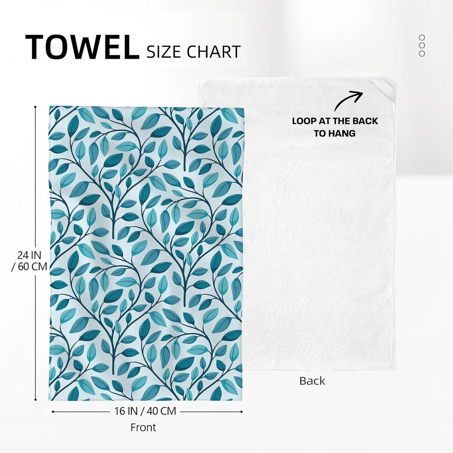 Green Leaves Kitchen Towels Decorative Set 2, Cute Botanic Hand Towels Tea Towels, Soft Absorbent Dish Towels for Kitchen Baking Farmhouse Bathroom Spring Summer Kitchen Decor