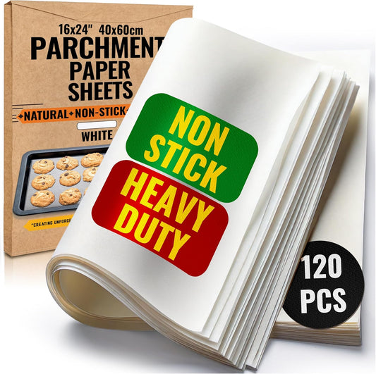 120 Pcs 16x24 Inch Parchment Paper Sheets by Baker's Signature | Parchment Baking Paper, Parchment Paper - Perfect for Baking, Precut Non-Stick Sheets, Eco-Friendly, Will Not Curl or Burn