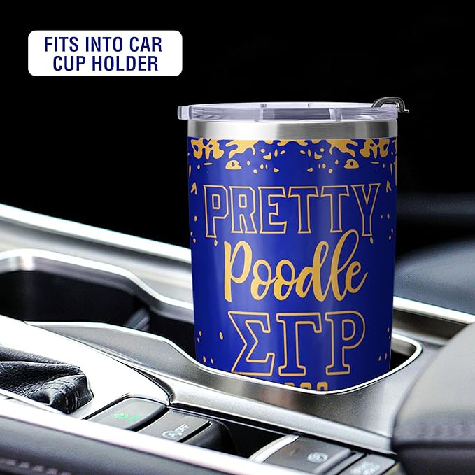 – Sigma Gamma Rho Sorority Paraphernalia – Official Vendor – 20 oz Stainless Steel Insulated Sublimation Tumbler – Poodle
