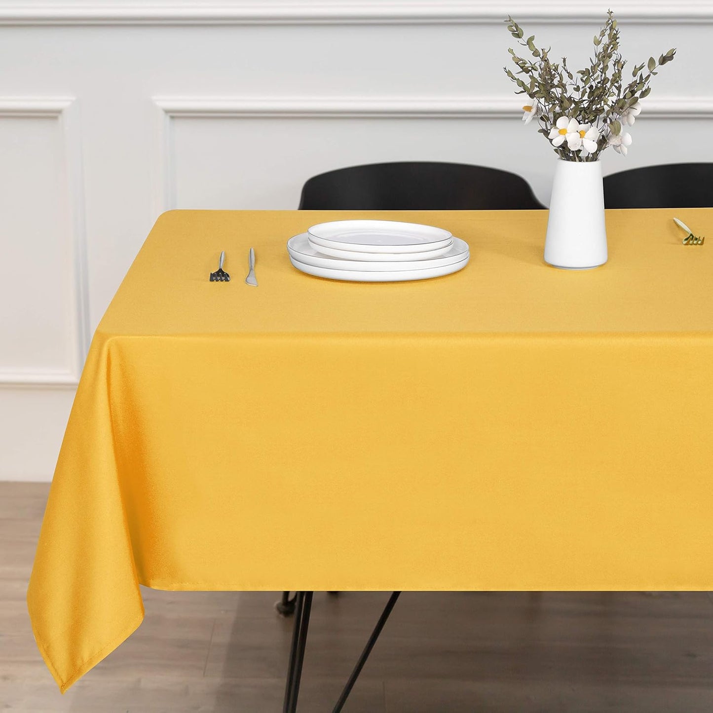 sancua Rectangle Tablecloth - 54 x 120 Inch - Stain and Wrinkle Resistant Washable Polyester Table Cloth, Decorative Fabric Table Cover for Dining Tables, Buffet Parties and Camping, Yellow