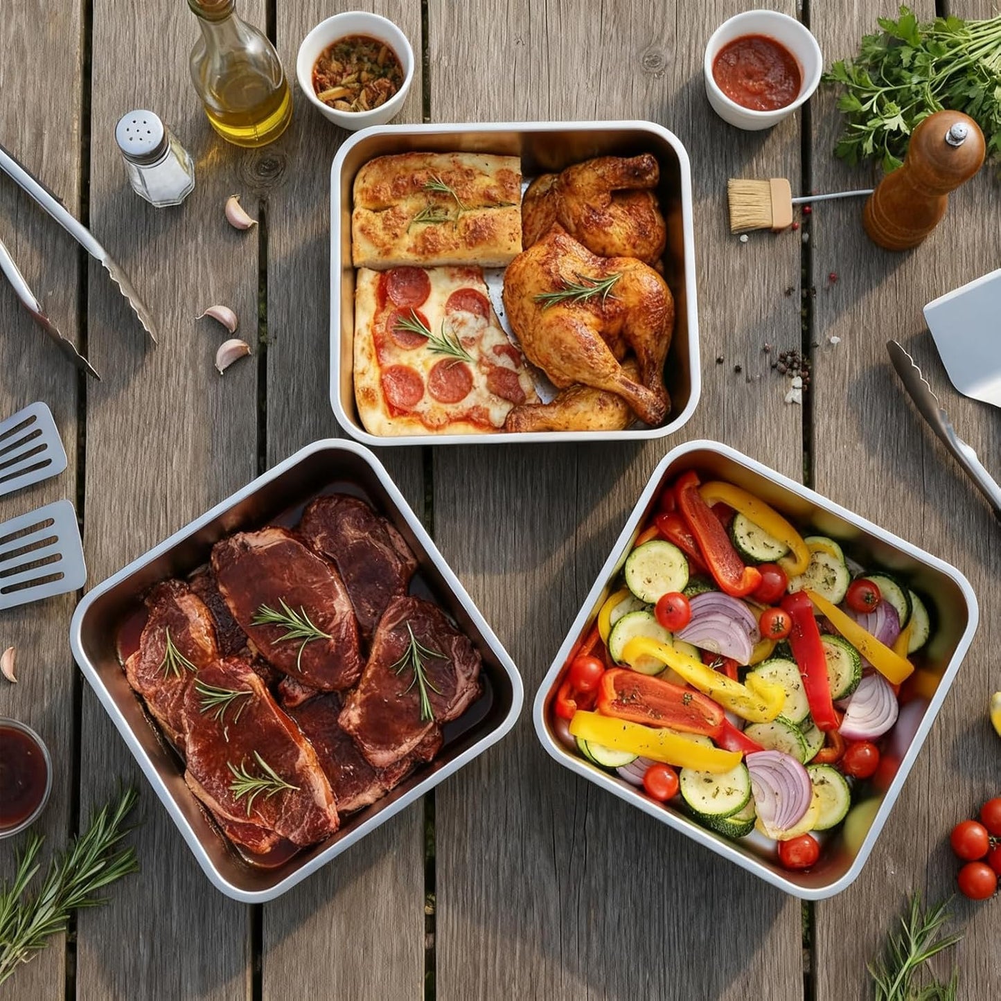 YUPER Stainless Steel Food Storage Containers, Large Meal Prep Container Sets with Lids, BPA Free, Leak Proof & Airtight, Microwave, Dishwasher, Fridge, Freezer & Oven Safe, 3 Pack (84+125+162OZ)