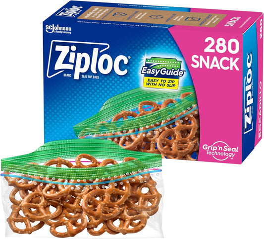 Ziploc Snack Bags, Easy Open and Close, Plastic Food Storage Bags, 280 Bags Total (Packaging May Vary)
