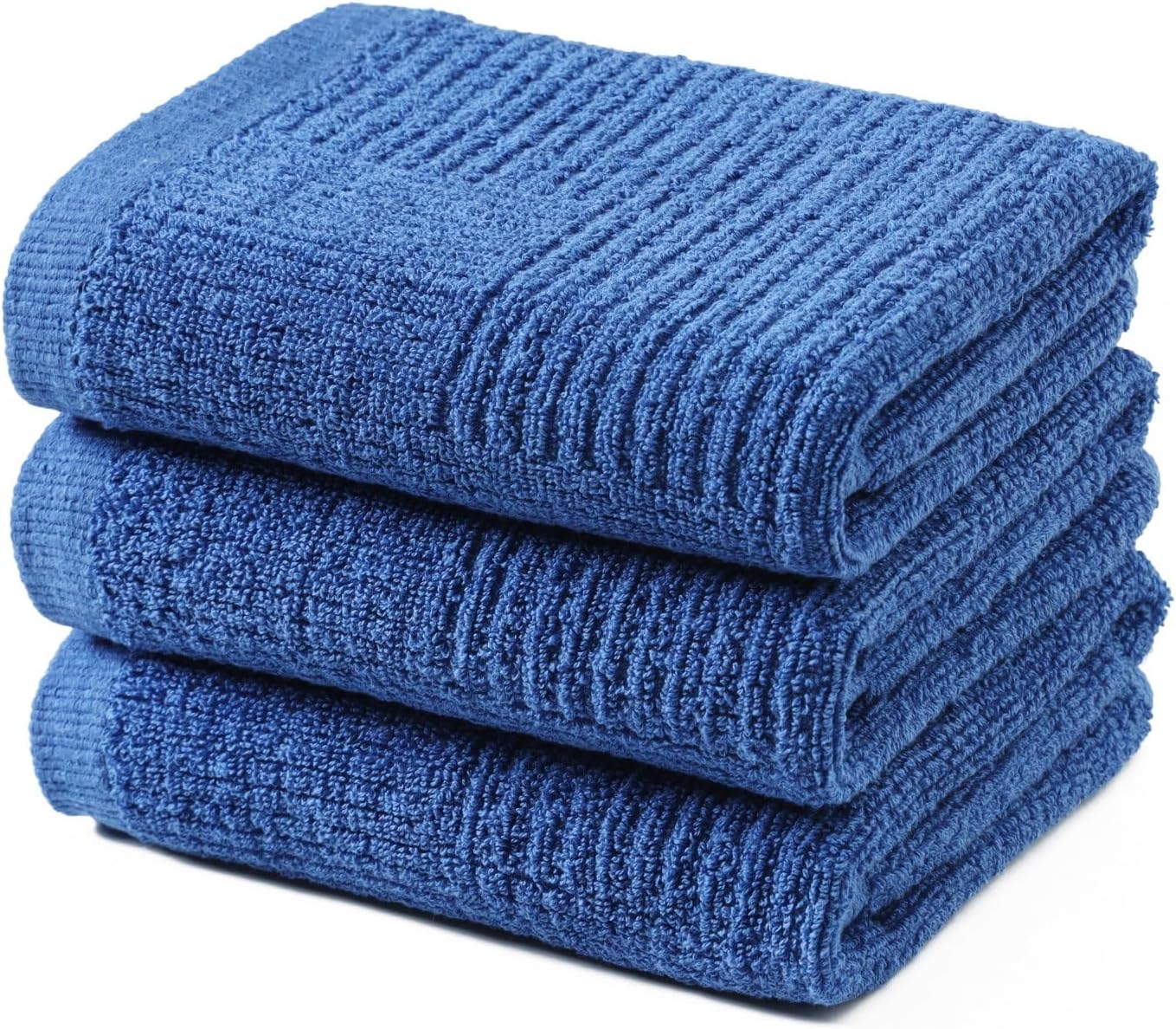 Dish Towels for Kitchen, Absorbent Cotton Kitchen Towels for Drying Dishes, Terry Tea Towels for Cleaning Set of 3 (Blue, 16x26)
