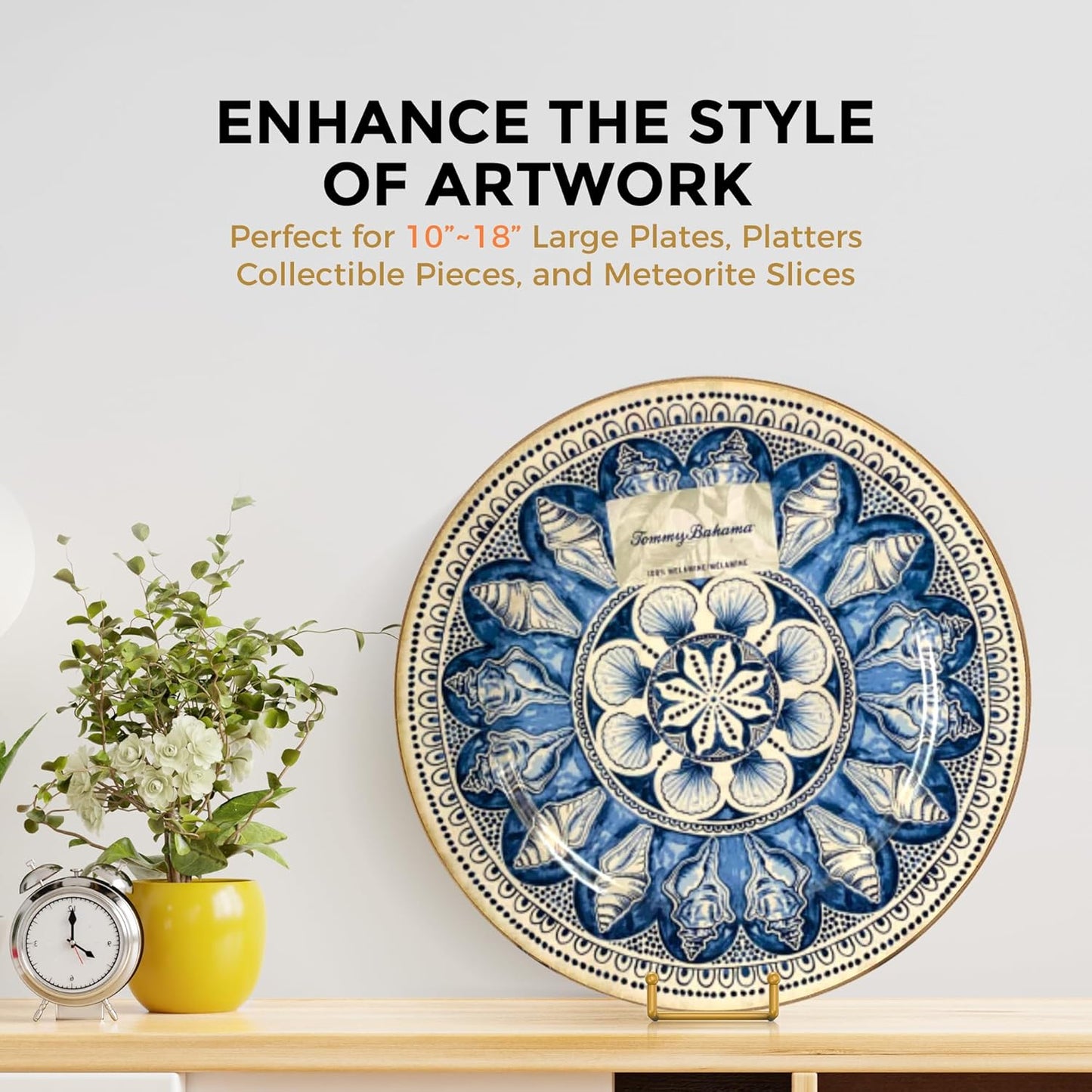 TR-LIFE 4 Pack 8 Inch Plate Stands/Holder for Display, Large, Gold Metal Picture Stand, Decorative Platter, Book, Plaques, Photo Frame Easel