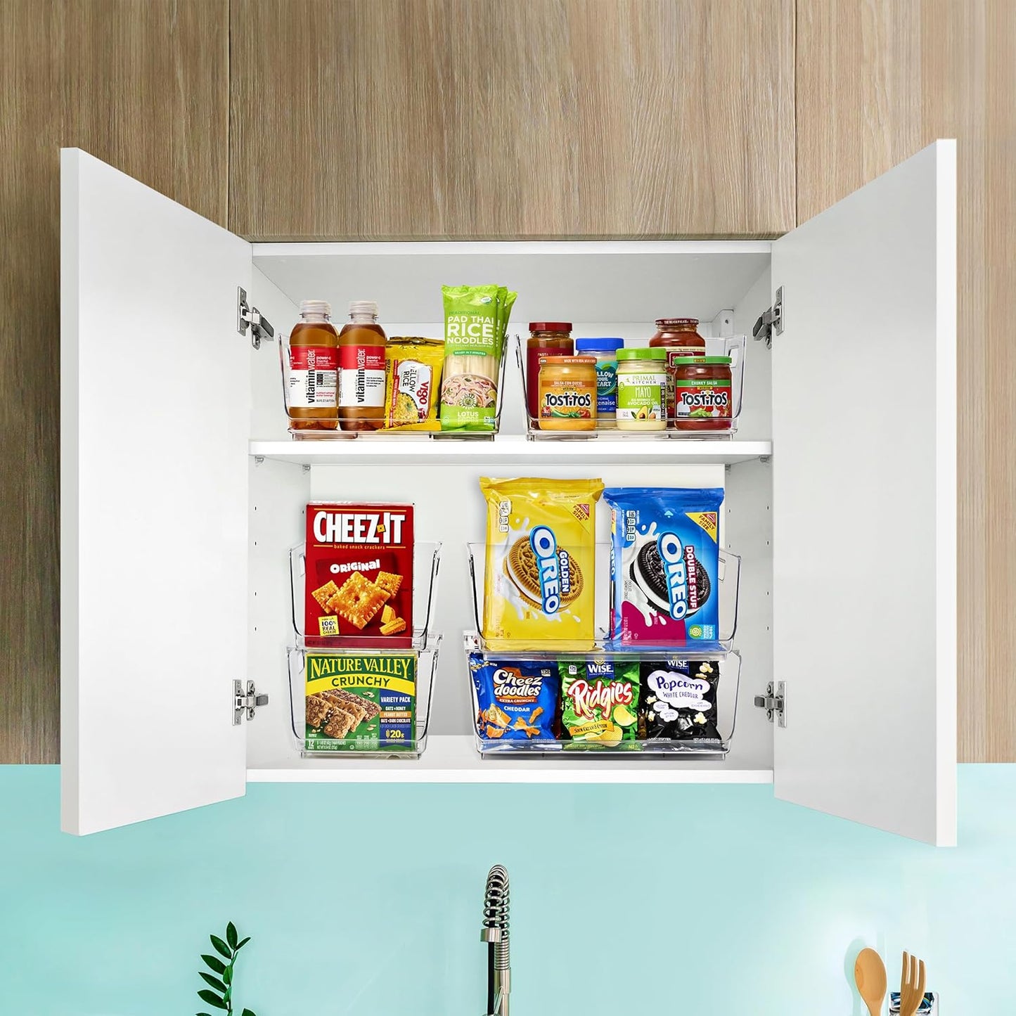 Sorbus Stackable Storage Bins Open Front - Clear Stackable Storage Bins - Pantry Bins for Storage and Organization - Acrylic Stackable Bins for Kitchen - Clear Pantry Organizer Bins (Small 4 Pack)