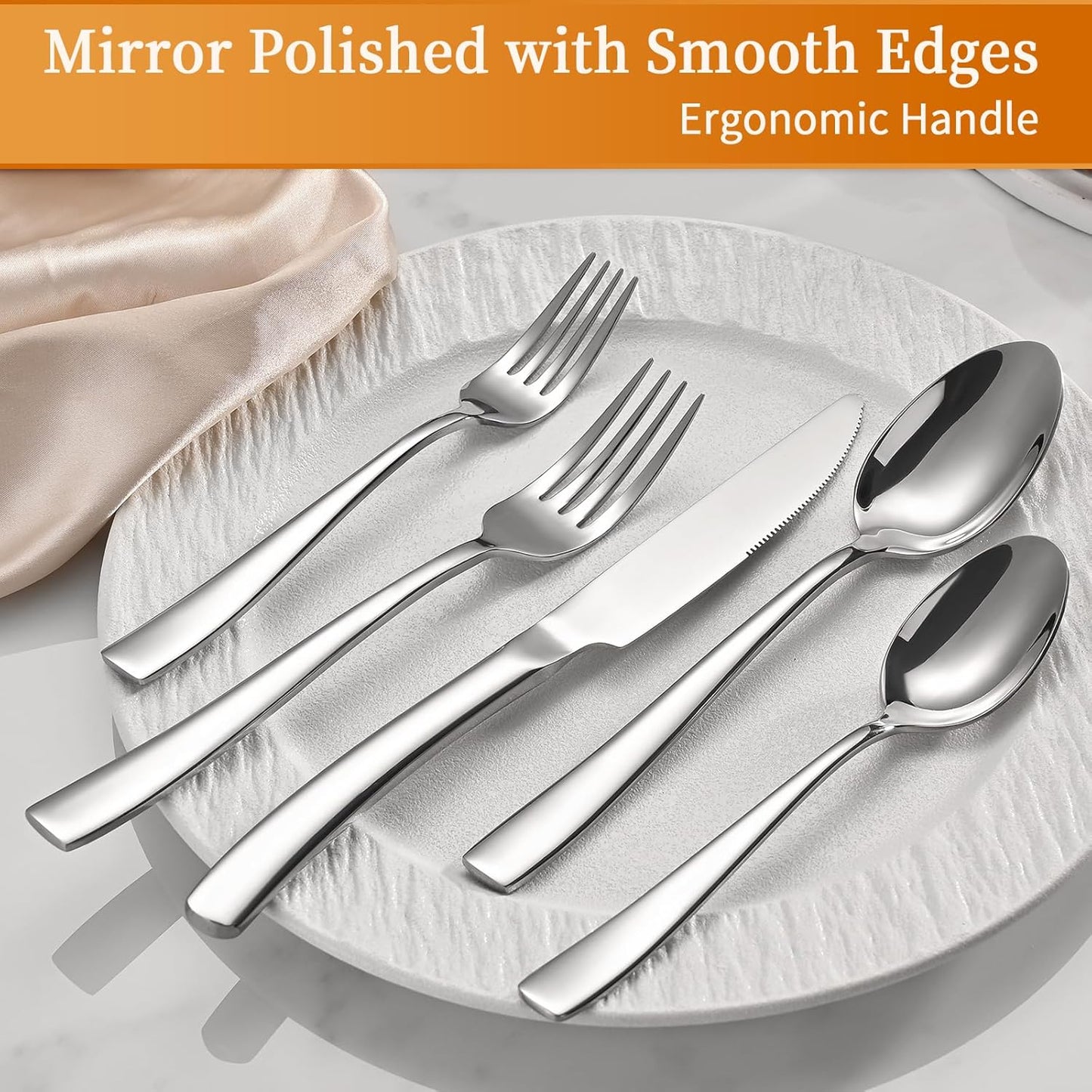 20-Piece Silverware Set, Heavy Duty Stainless Steel Flatware Cutlery Set Service for 4, Food-Grade Utensil Sets for Home Restaurant, Dishwasher Safe