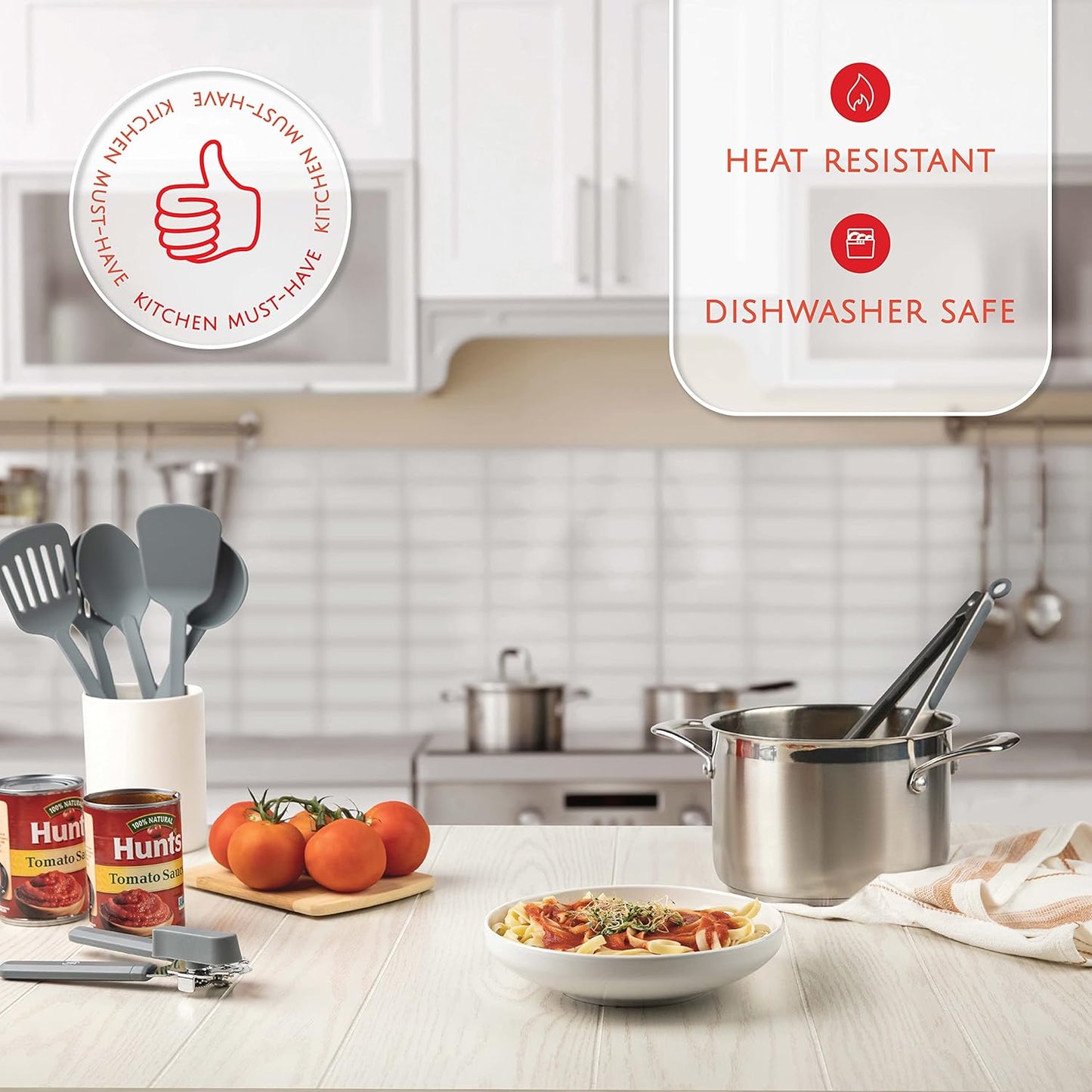 Kitchen Utensils Set 35 PCS Cooking Utensils Set, Nonstick and Heat Resistant Nylon Stainless Steel Silicone Spatula Set - Kitchen Gadgets Home Essentials Kitchen Accessories, Apartment Must Haves