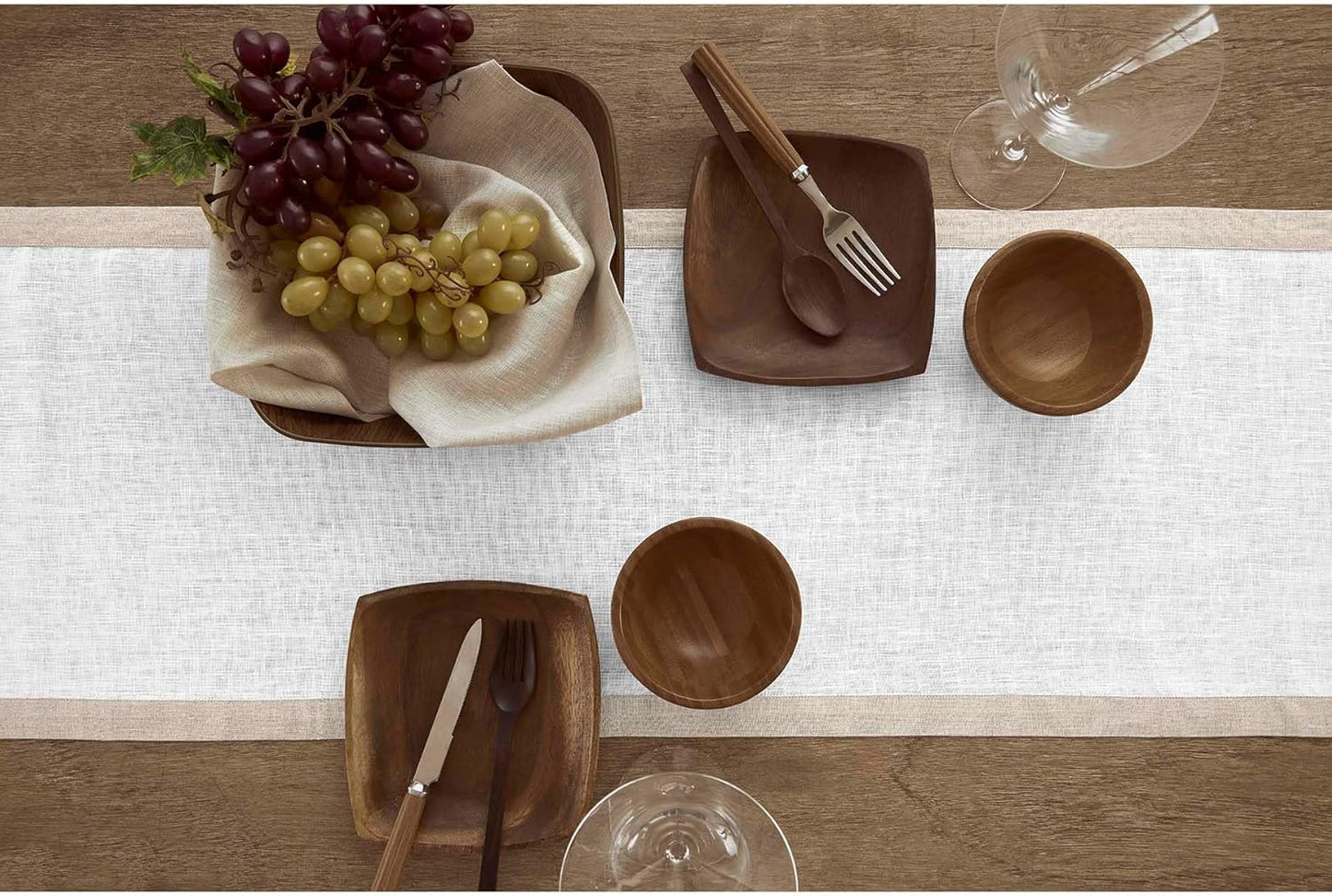 Solino Home Linen Table Runner 72 Inches Long - Natural and White 100% Pure Linen 14 x 72 Inch Table Runner for Dining, Fall, Autumn, Thanksgiving, Christmas, Holiday - Classic