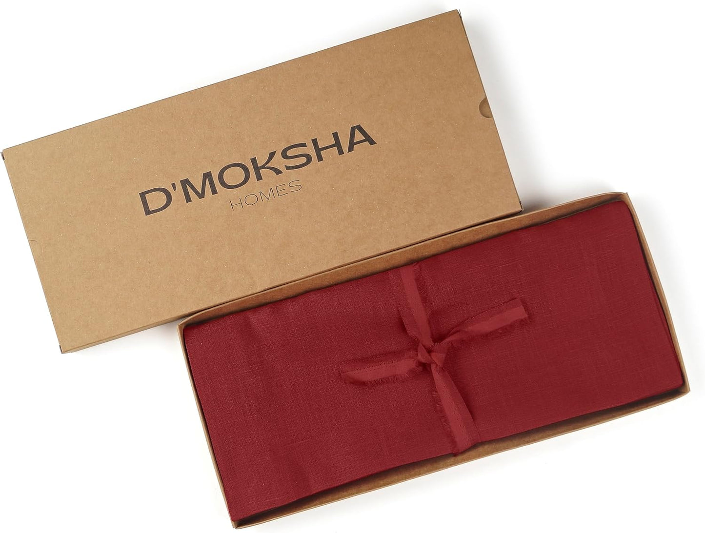 D'Moksha Homes Linen Red Table Runner 120 Inches Long - 100% Pure Linen Dining Table Runner 14 x 120 Inch for Fall, Autumn and Halloween - Machine Washable
