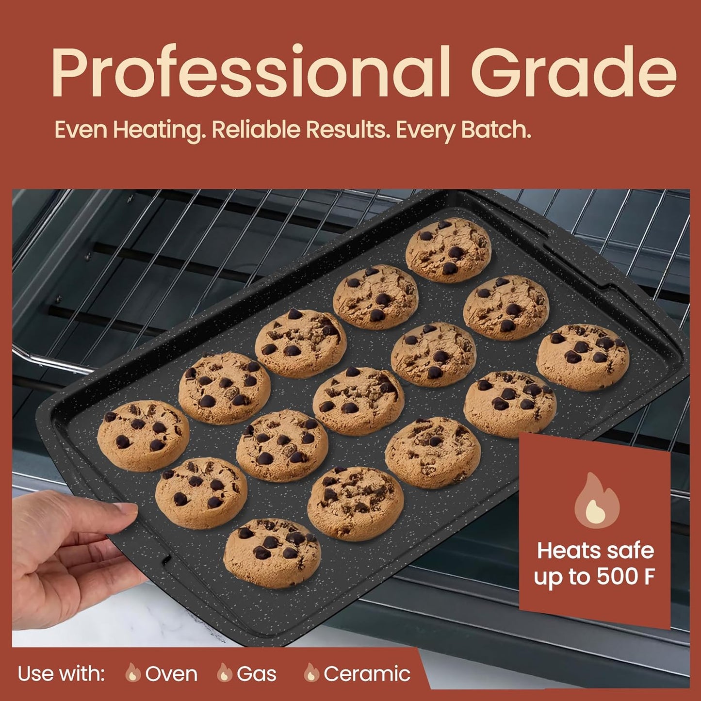 Gray Marble 10-Piece Bakeware Sets, Nonstick Carbon Steel Baking Sheet & Pans, Stackable Space-Saving Bakeware, Dishwasher Safe, Stain-resistant, PFOAPFOSPTFE Free, Oven Safe Up To 450°F (230°C)