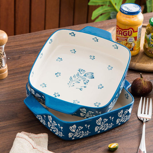 Wisenvoy 9x9 Baking Pan & Casserole Dish Set - 2-Piece Ceramic Square Bakeware