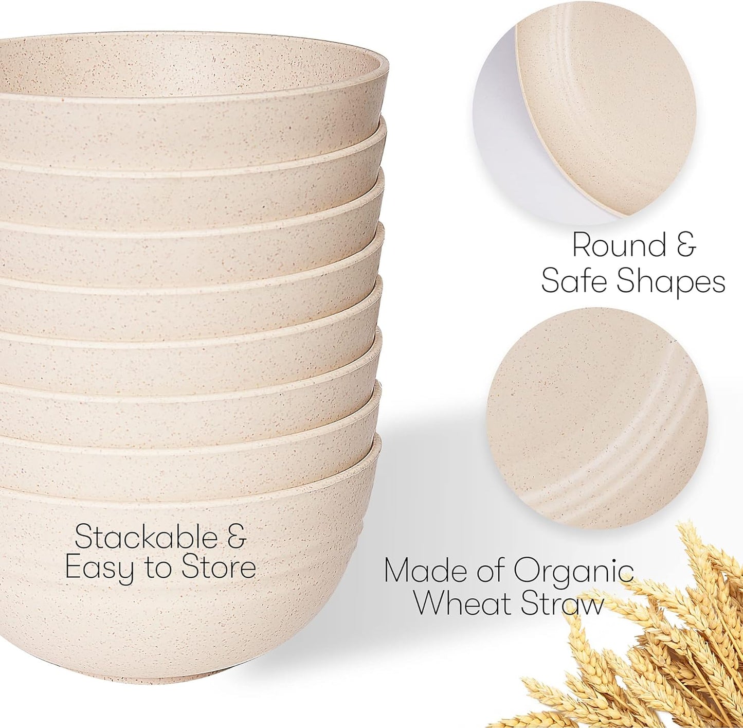 Wheat Straw Dinnerware Sets | Unbreakable Dinnerware Sets | Dishwasher Microwave Safe Dinnerware | Eco Friendly Non Breakable Dinnerware Sets | RV Outdoor Camping (Beige, Service for 8 (32 pcs))
