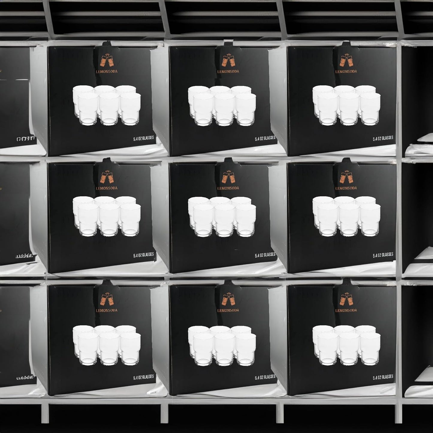 LEMONSODA Stackable Iced Coffee Glasses Set of 6, 48-15 and 21oz Drinking Glasses for Lattes, Tea, Coffee, and Water (15oz, Set of 48)(2094)