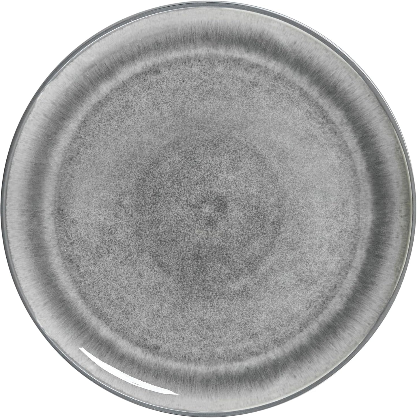 Sango Asher 12-Piece Stoneware Dinnerware Set for 4, Gray Ceramic Plates and Bowls Sets, Modern Dish Set with Reactive Glaze, Durable Kitchen Dishes for Casual Dining, Microwave & Dishwasher Safe