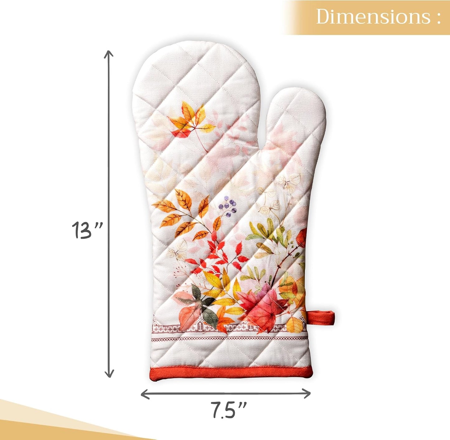 Maison d' Hermine Oven Gloves 100% Cotton Oven Mitt 7" x 13" with Loop Heat Resistant BBQ Cooking Gloves for Thanksgiving Christmas Decorations Baking Handling Hot Pans (Pack of 1, Amarante)