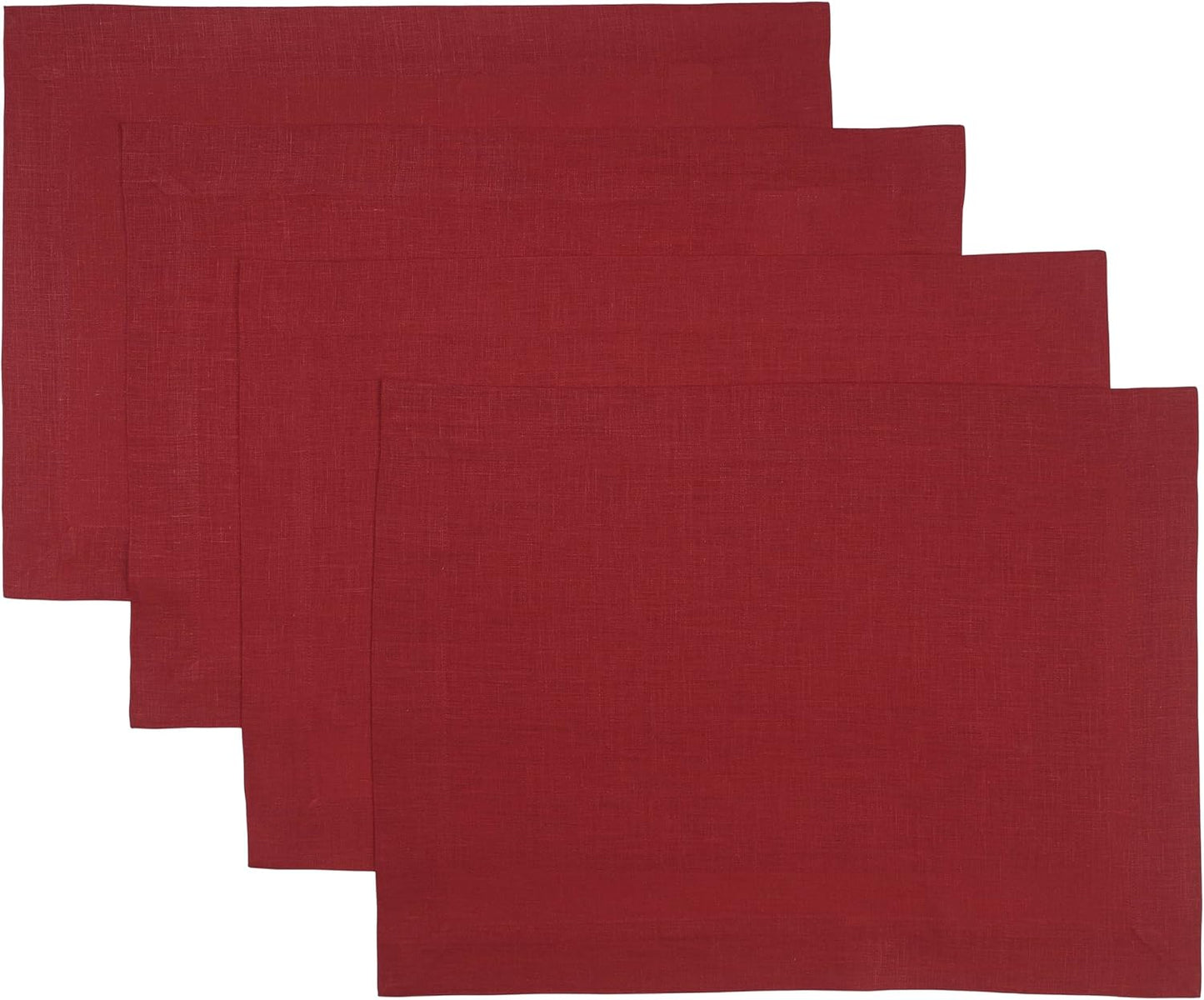D'Moksha Homes Linen Red Placemats Set of 4-100% Pure Linen Placemats 14 x 19 Inch for Fall, Autumn and Halloween - Handcrafted and Machine Washable