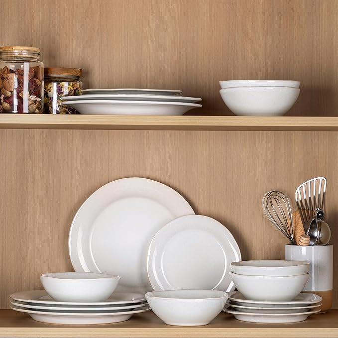 AmorArc Ceramic Dinnerware Sets, Handmade Stoneware Reactive Glaze Plates and Bowls Set, Scratch Resistant | Dishwasher & Microwave Safe Dishes Set, Service for 4 (12pc)