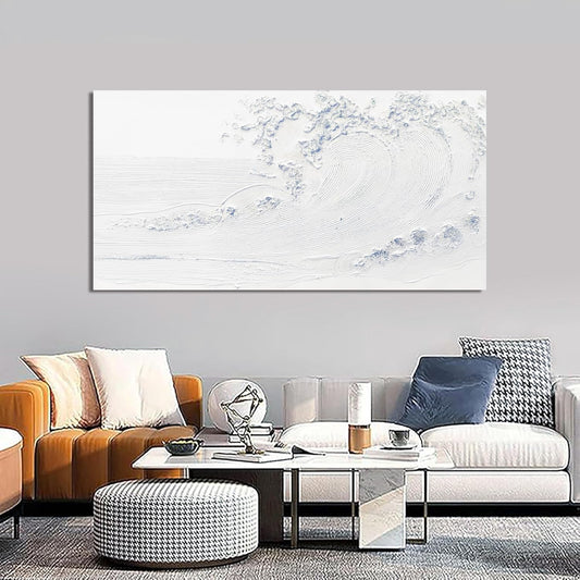 Canvas Wall Art Decor Large Wall Art Pictures for Living Room Wave Artwork for Walls White Blue Wave Wall Art Prints Landscape Coastal Wall Art Decor Art Work for Home Office Room Wall Decor 24"x48"