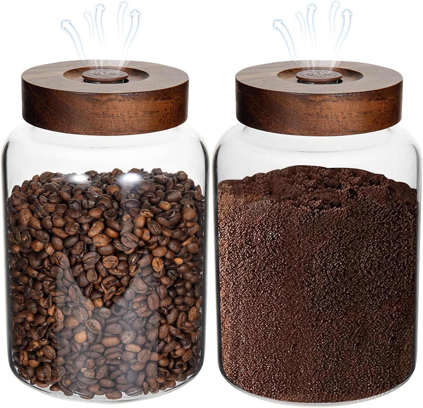 Glass Spice Jars Seasoning Containers Small Glass Jars with Lids Airtight Food Storage Canister for Kitchen Pantry Sugar Tea Coffee Bean Nuts Cookies Herbs Salt (60oz(1800ml)*2 pack)