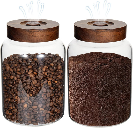 Glass Spice Jars Seasoning Containers Small Glass Jars with Lids Airtight Food Storage Canister for Kitchen Pantry Sugar Tea Coffee Bean Nuts Cookies Herbs Salt (60oz(1800ml)*2 pack)