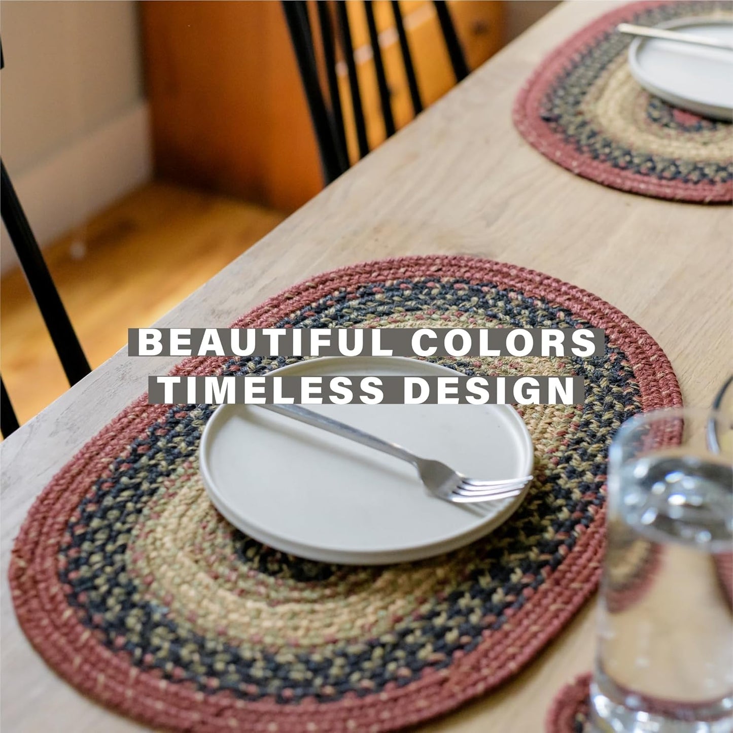 Homespice Highland Dining Placemats, Warm Cabin and Country Decor, Set of 6, Multicolor - 13x19 Rectangle Table Mats - Vibrant Colors, Durable, Easy to Clean and Protects Furniture