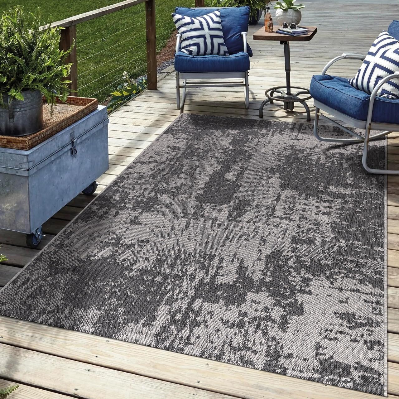 Keen Home Design Terrace Outdoor Area Rug - 6x9 Washable Indoor/Outdoor Rug for Patio, Kitchen, Balcony, Beach, Garden, Deck and Porch, Size: 6'x8'10"