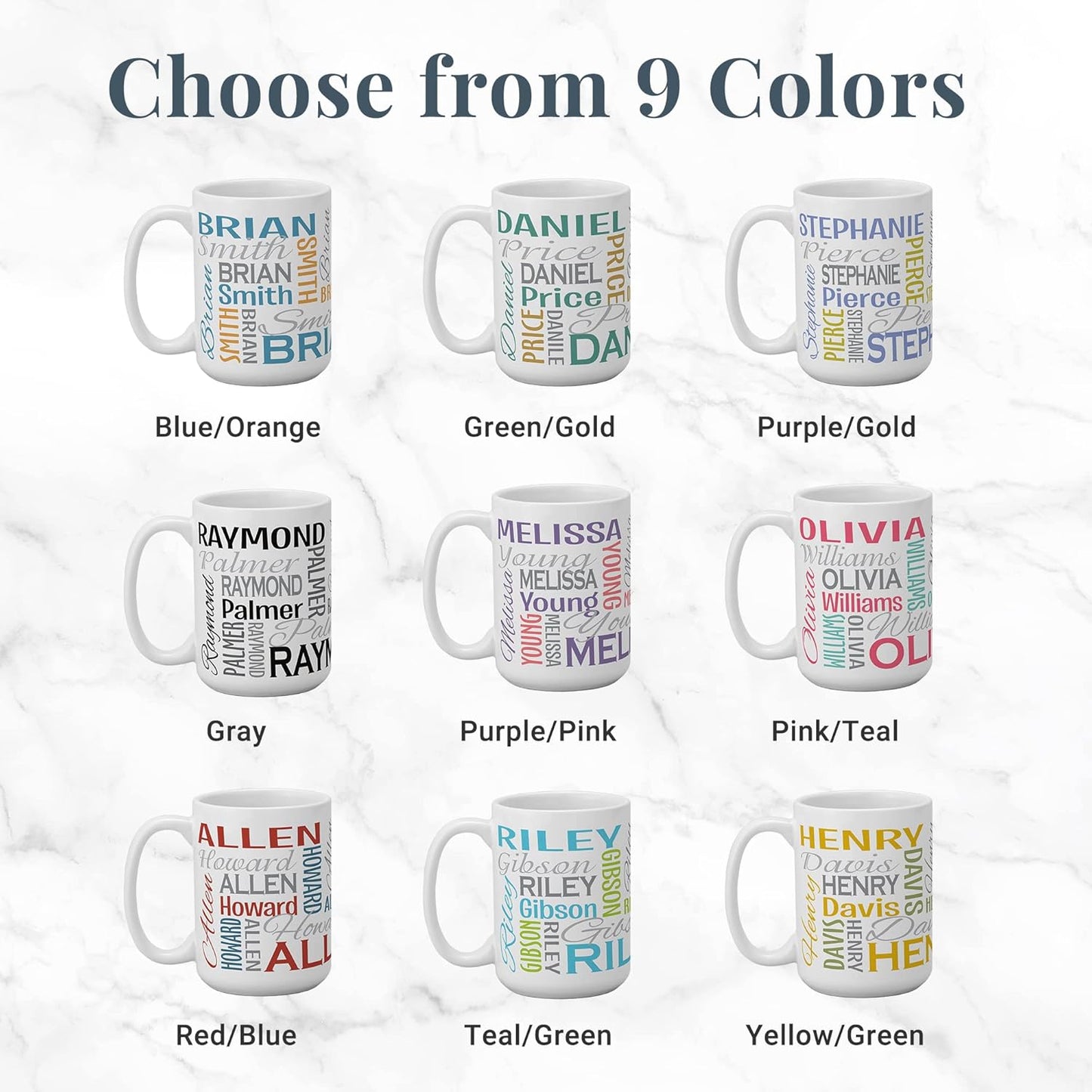 Let's Make Memories Personalized Your Name Signature Mug - Custom 15oz Coffee Mug - Stocking Stuffer - For Christmas - Yellow/Green