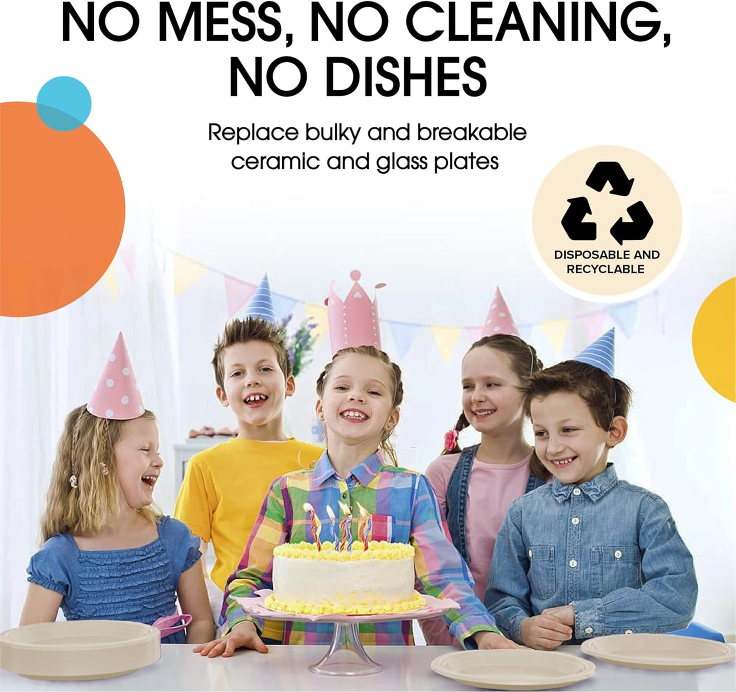 Exquisite Party Solids Ivory Plastic Plates For Party Supplies 7" Ivory Disposable Plates Heavy Duty 50 Pcs Plastic Dinnerware Sets Heavy Duty 350 GSM Disposable Dinnerware Set