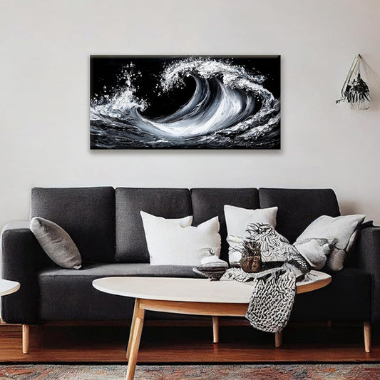 Suconvng Abstract Wall Art Small Size White Sea Wave Modern Canvas Art Wall Decor Painting Artwork Abstract Wall Decor Print Picture For Bedroom Office Home Decoration 20"X 40"