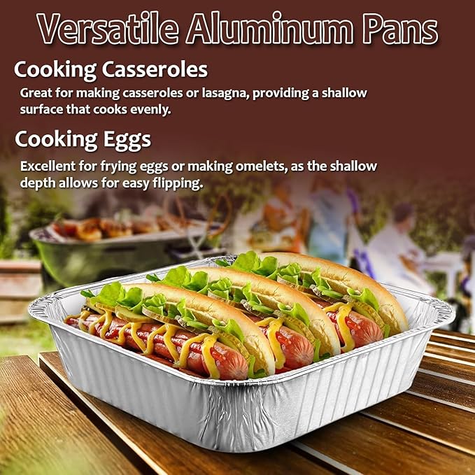 INFINITY EL Disposable Aluminum Foil Pan 25 Pack | Half Shallow 12.5" x 10" x 1.5" Deep Disposable Baking Pan | Heavy Duty Aluminum Pan for Roasting Turkey, Lasagna, Thanksgiving, Christmas & Parties