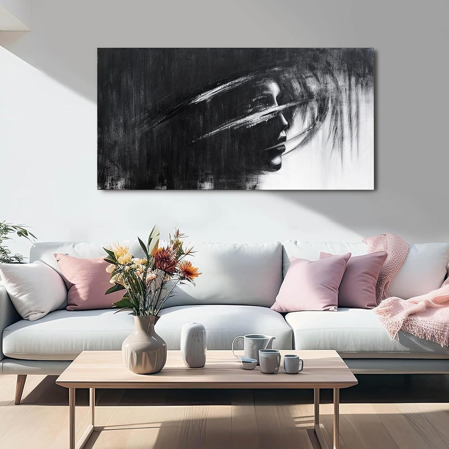 Canvas Wall Art Decor Black and White Abstract Wall Art Prints Wall Art for Living Room Artwork for Walls Art Work for Wall Decor Modern Abstract Wall Art Pictures Bedroom Office Decor 20" X 40"