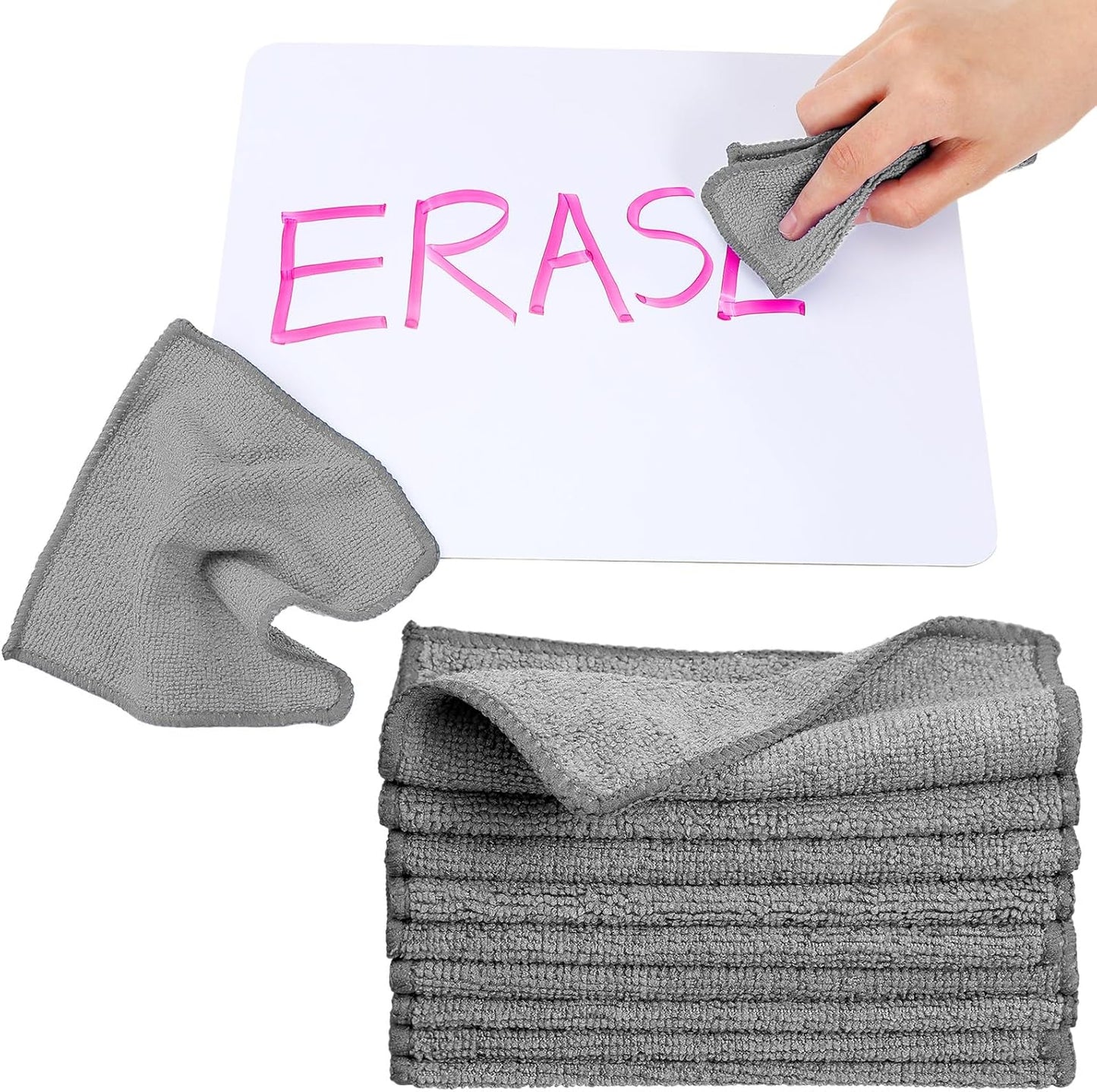 Tanlade Microfiber Cleaning Cloth 6"x6" Cleaning Rags Reasonable Kitchen Towels Microfiber Towels Cars Wash Dry Erase Cloth (Gray,30 Pcs)