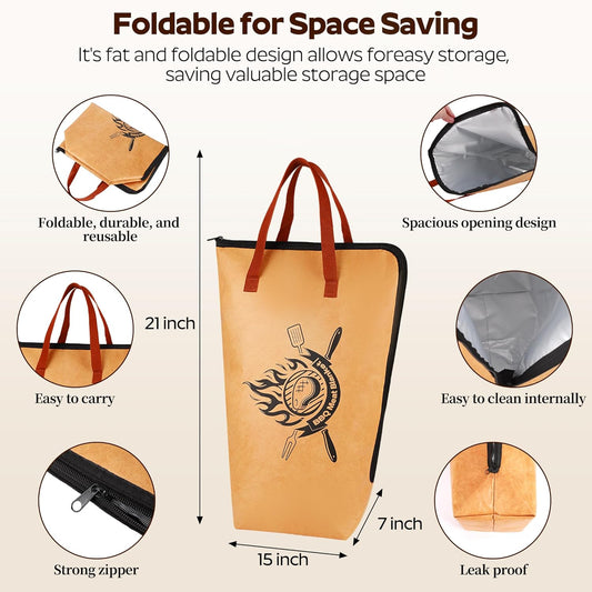 BBQ Blanket for Resting Meat,Multi Layer Insulated Meat Resting Bag for Grilling Accessories,Reuseable Smoker Meat Resting Blanket with Leak-Proof for Brisket,Turkey,Steak (21 Inch)