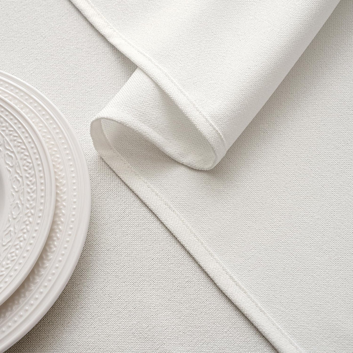 MIULEE White Linen Tablecloth 60x84 Inch Rectangle Table Cloth Waterproof,Stain Resistant & Wrinkle Resistant for Dining Party Wedding