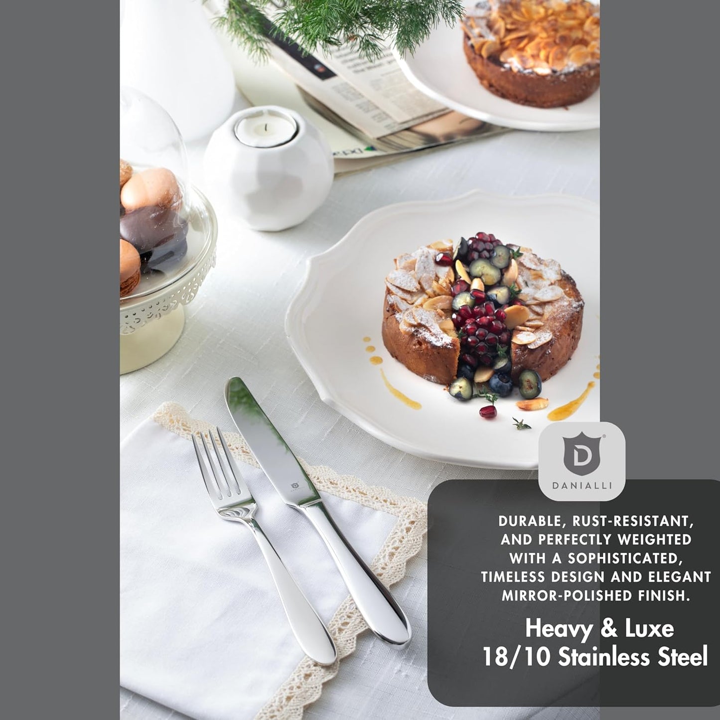 Modern Silverware Set, 18/10 Stainless Steel Flatware, Mirror Finish, Dishwasher Safe, Elegant Cutlery for Home and Dining, Built to Last (60-Piece, Razzoli)