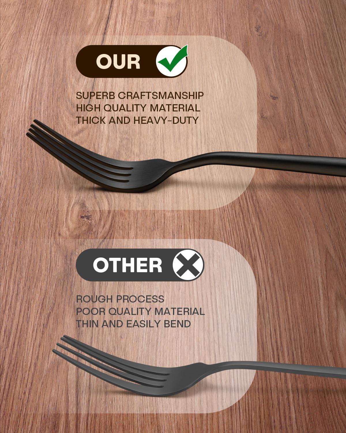 Stapava 30-Piece Matte Black Silverware Set, Stainless Steel Flatware Set for 6, Satin Finish Cutlery Include Forks Spoons and Knives Set for Home Restaurant, Dishwasher Safe Utensils Set