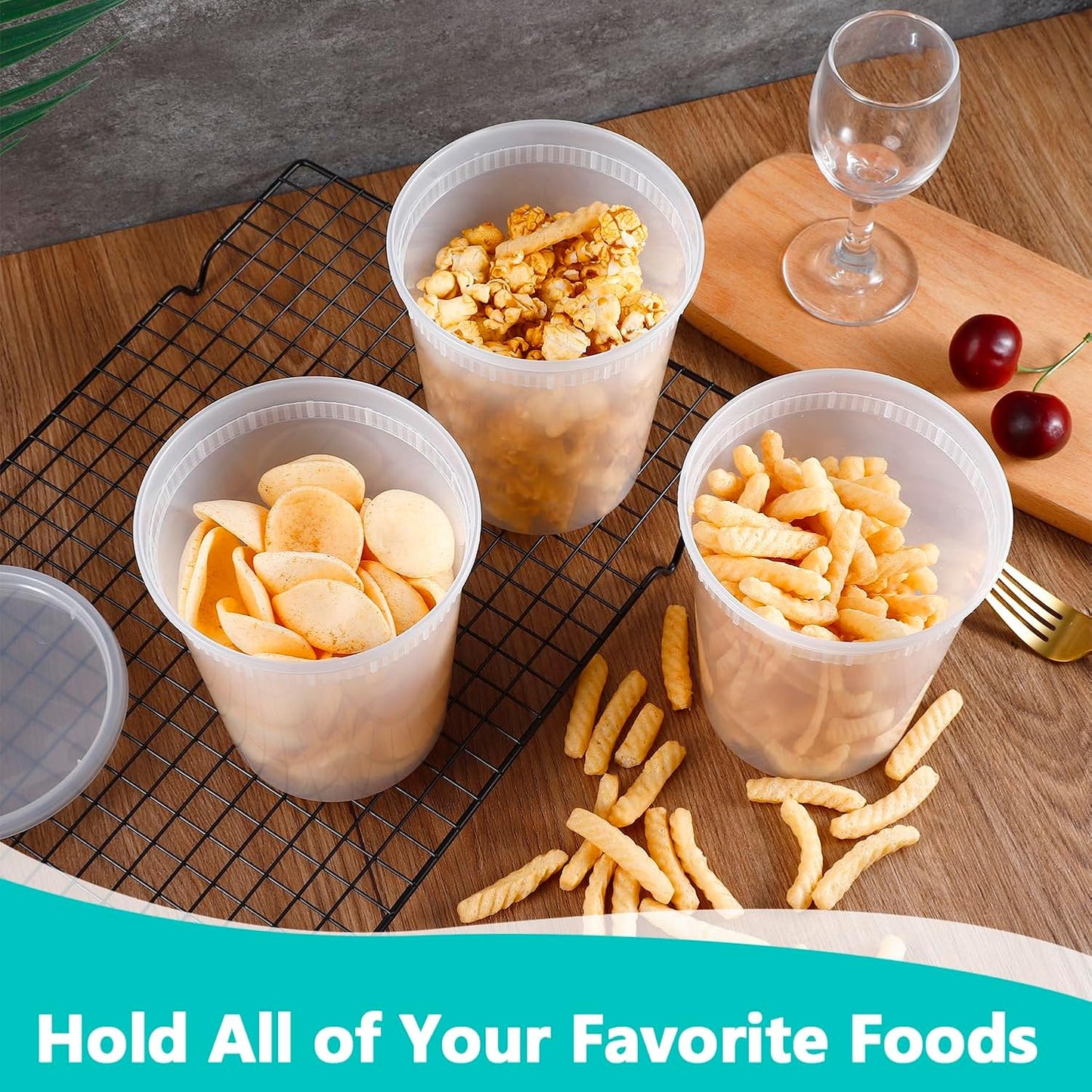 44 Sets Soup Containers with Lids,32 oz Deli Food Storage Containers,Clear Stackable Plastic Deli Container,Leakproof Soup Takeout Containers,Microwave Freezer Dishwasher Safe for Restaurant