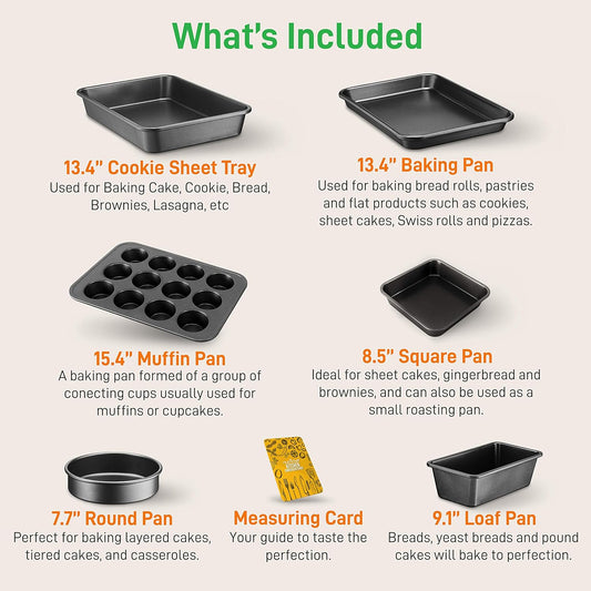 NutriChef Stackable Non-Stick Baking Pans Set – Carbon Steel Bakeware Set w/ Cookie Sheet, Muffin & Loaf Pan, Double Coated for Easy Release, Oven & Dishwasher Safe, Resists Warping, – Easy to Clean