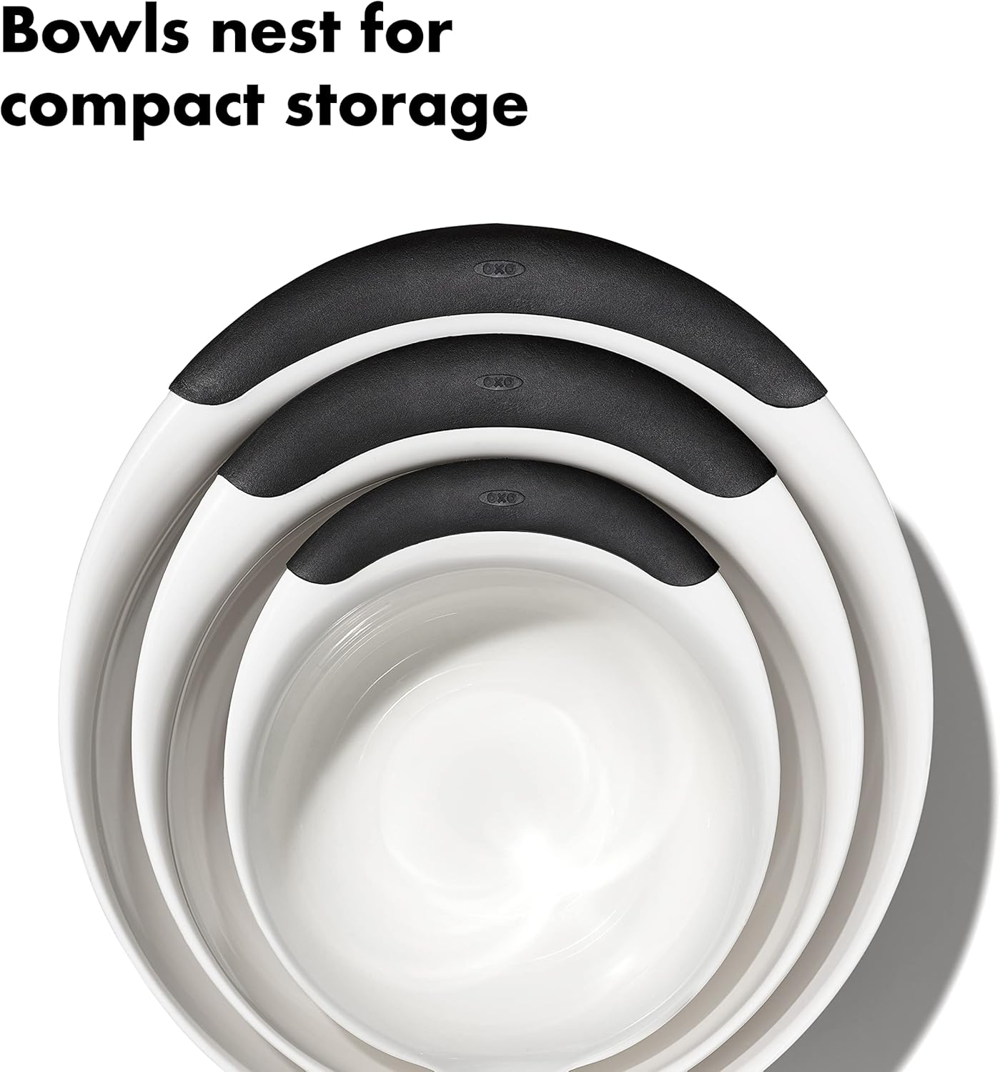 OXO Good Grips 3- Piece Plastic Mixing Bowl Set, 2500 ml,White/Black