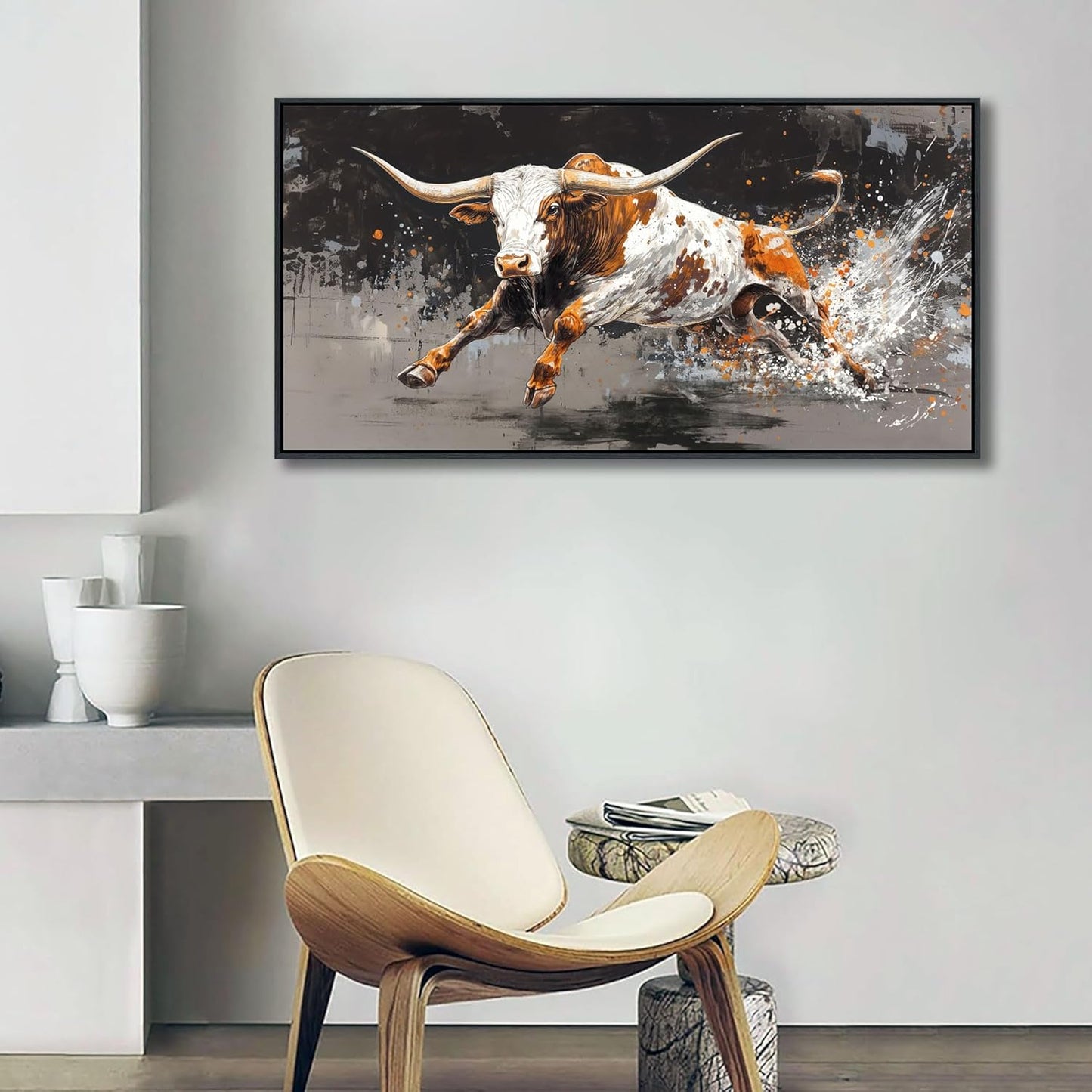 Highland Cow Wall Art - Farmhouse Cow Pictures Wall Decor - Rustic Country Canvas Wall Art - Large Pictures for Living Room -Framed Artwork for Walls 20×40IN