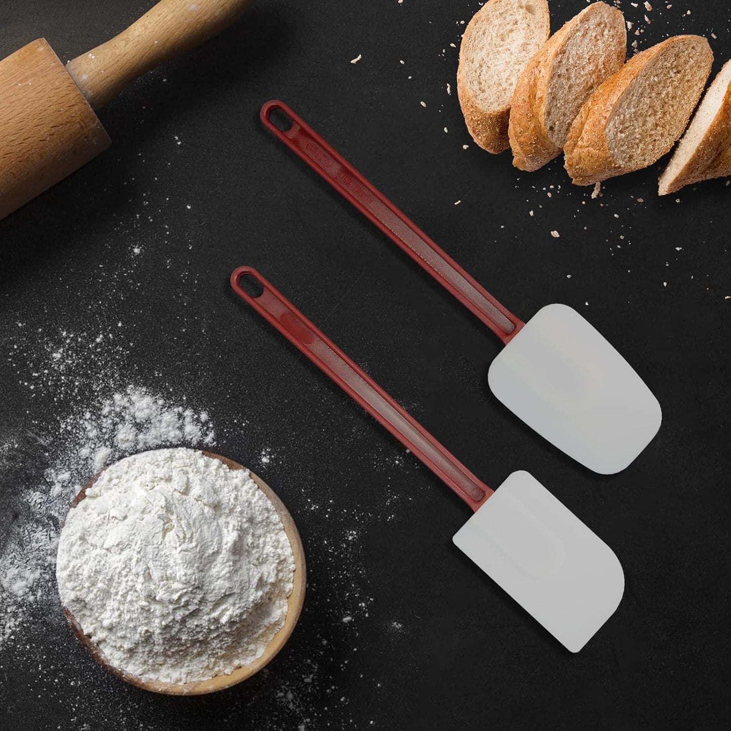 High Heat Resistant Silicone Scraper Spoon Commercial Cooking Set - 2 x 16.5'' Spatula