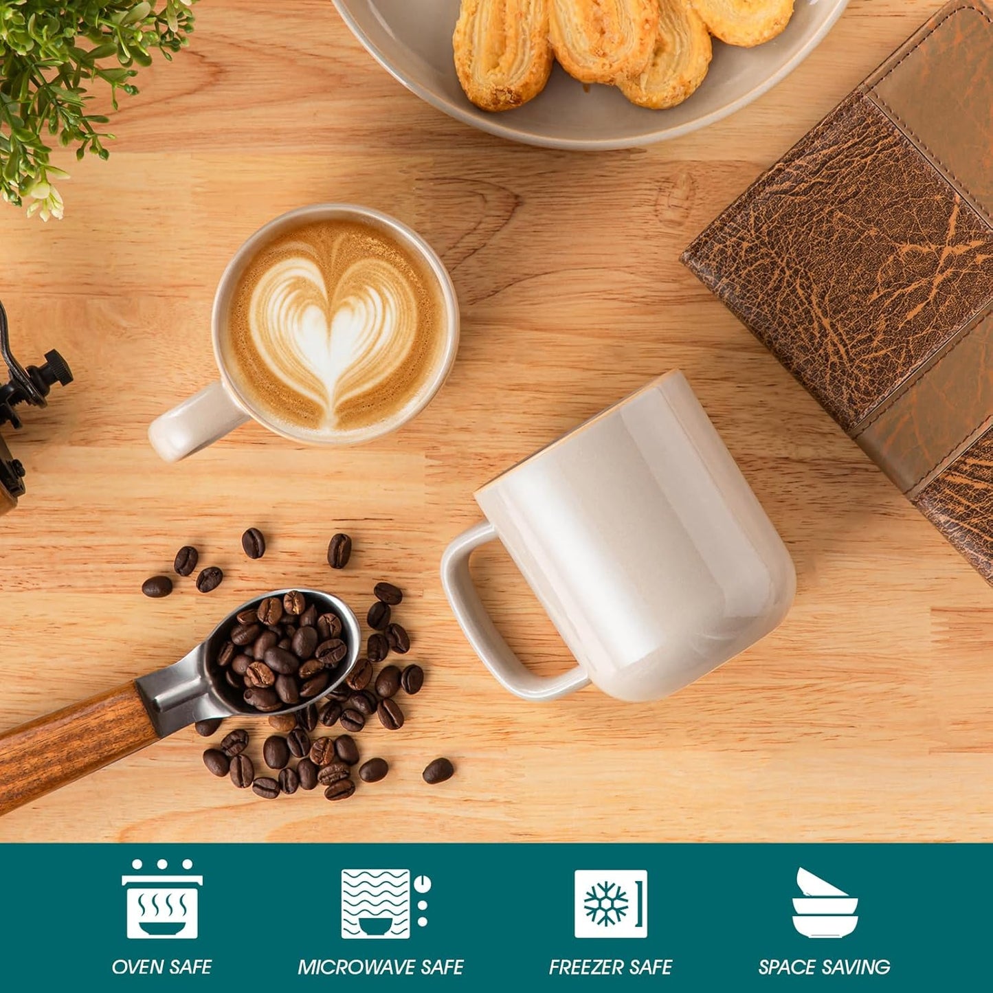 vancasso Coffee Mugs Set of 6, 12 Oz Ceramic Coffee Cups with Handle, Ceramic Unique Glaze Coffee Cup for Cappuccino, Latte, Tea, Cocoa, Dishwasher & Microwave Safe Gift Sets, Gray, Series PLAYA