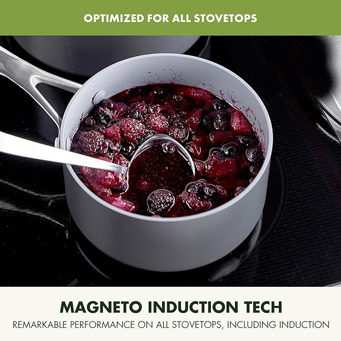 GreenPan Valencia Pro Hard Anodized Healthy Ceramic Nonstick 2QT Saucepan Pot with Lid, PFAS-Free, Induction, Dishwasher Safe, Oven Safe, Gray