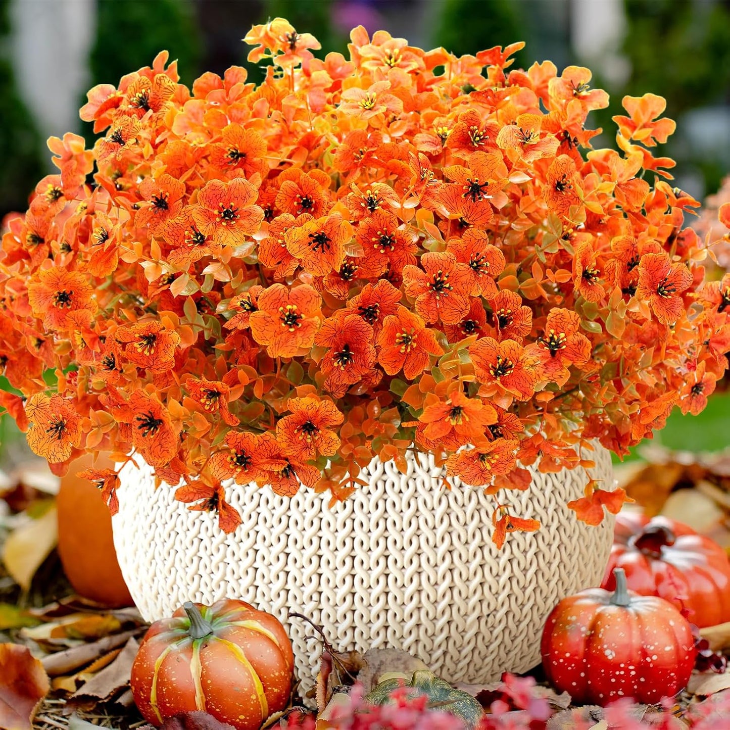 18 Bundles Artificial Flowers for Outdoors UV Resistant Fake Flowers Realistic Faux Flowers Artificial Plants Outdoor for Fall Indoor Garden Patio Window Box Kitchen Home Autumn Decor